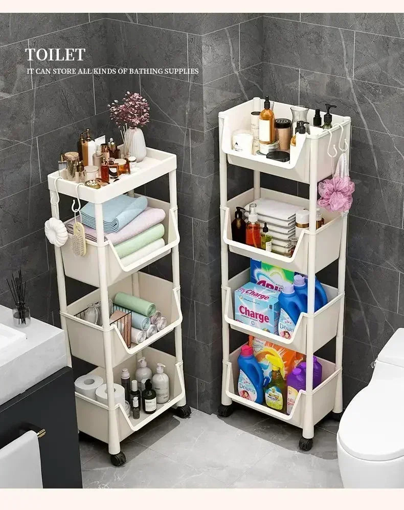 Carrinho Organizador Móvel com Rodas para Casa e Cozinha, Estante de Armazenamento Multicamadas para Lanches, Quarto e Sala de Estar, 2-5 Peças