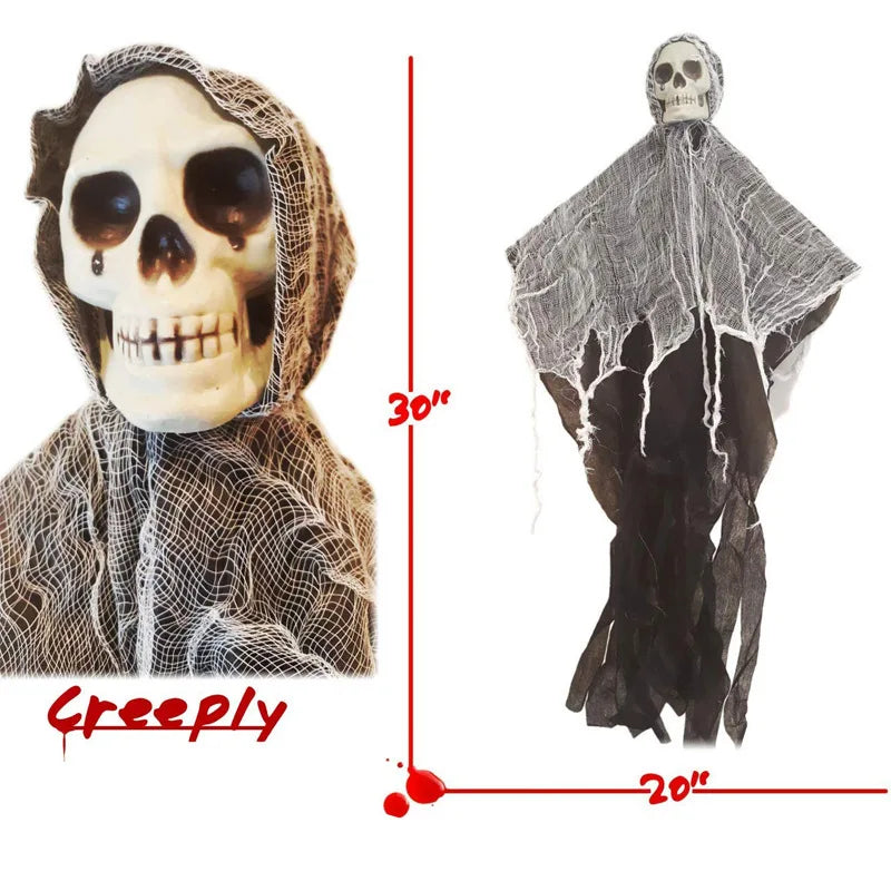 Decoração de Halloween: Fantasma Esqueleto Pendurado, Ornamento de Fantasma de Gaze Assustador para Casa Assombrada e Festa no Quintal