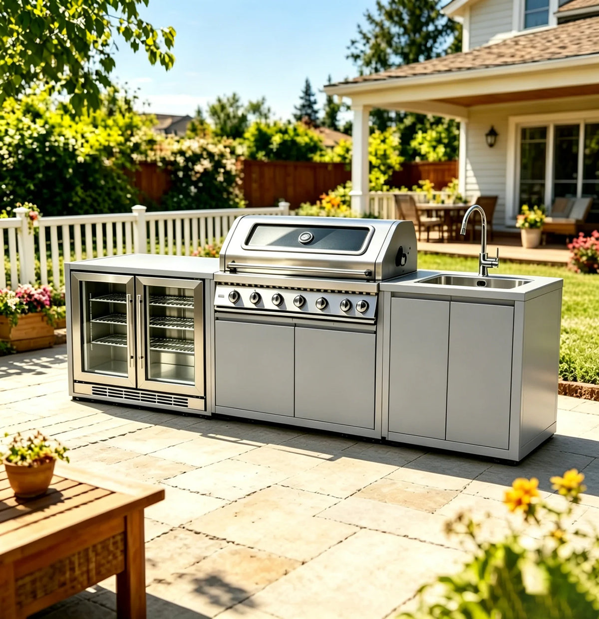 Cozinhas Completas: Oferecemos Cozinhas Externas Completas, Conjuntos de Armários Duráveis com Ilhas e Carrinhos de Cozinha, Conjunto de Utensílios de Cozinha