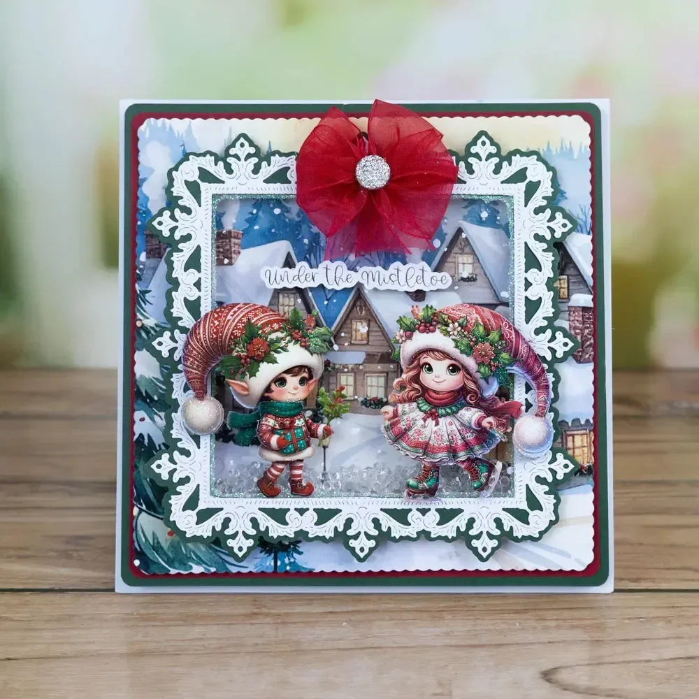 Cortador de Metal e Estêncil para Papel DIY de Álbum de Fotos com Temas de Natal: Brilho Cintilante, Confetes, Raminhos e Bagas