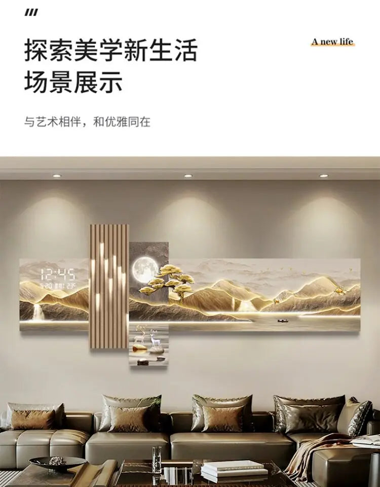 Pintura Decorativa LED Moderna para Sala de Estar, Decoração de Casa, Relógio Eletrônico, Pintura de Parede para Corredor, Quarto e Fundo de Sofá