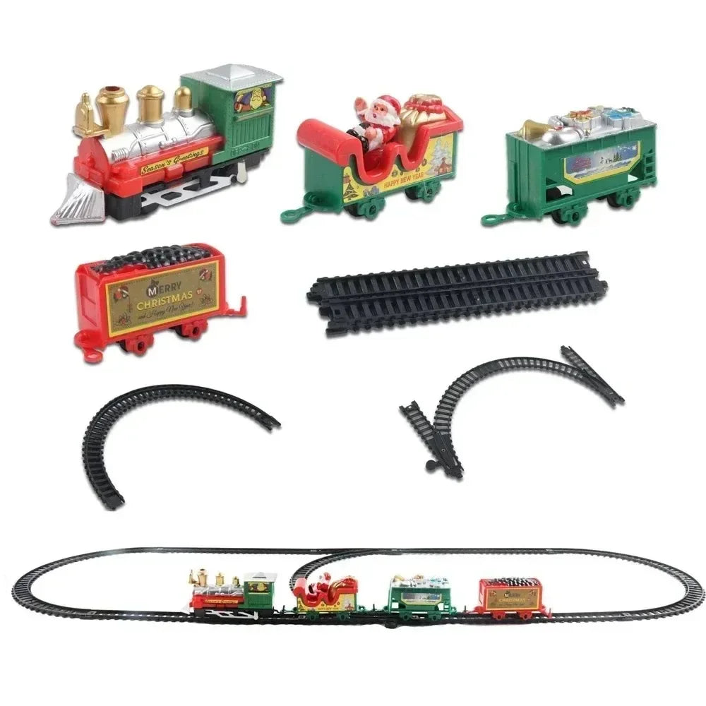 Trem Elétrico de Natal, Brinquedo de Decoração para Árvore de Natal, Trilho de Trem com Som e Luz, Carro de Trem, Presentes de Natal