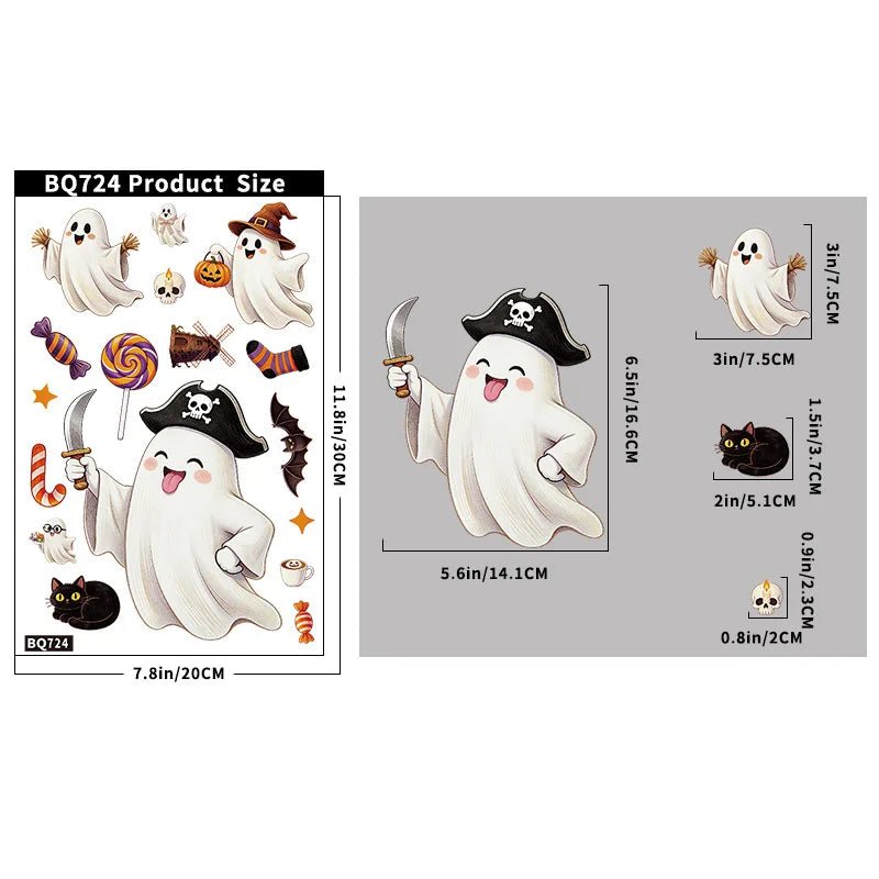 Decorações Criativas de Halloween: Adesivo Eletrostático de Vidro com Abóbora, Fantasma, Morcego, Aranha e Casa Assombrada para Decoração de Feliz Dia de Halloween - Kasa & Pet