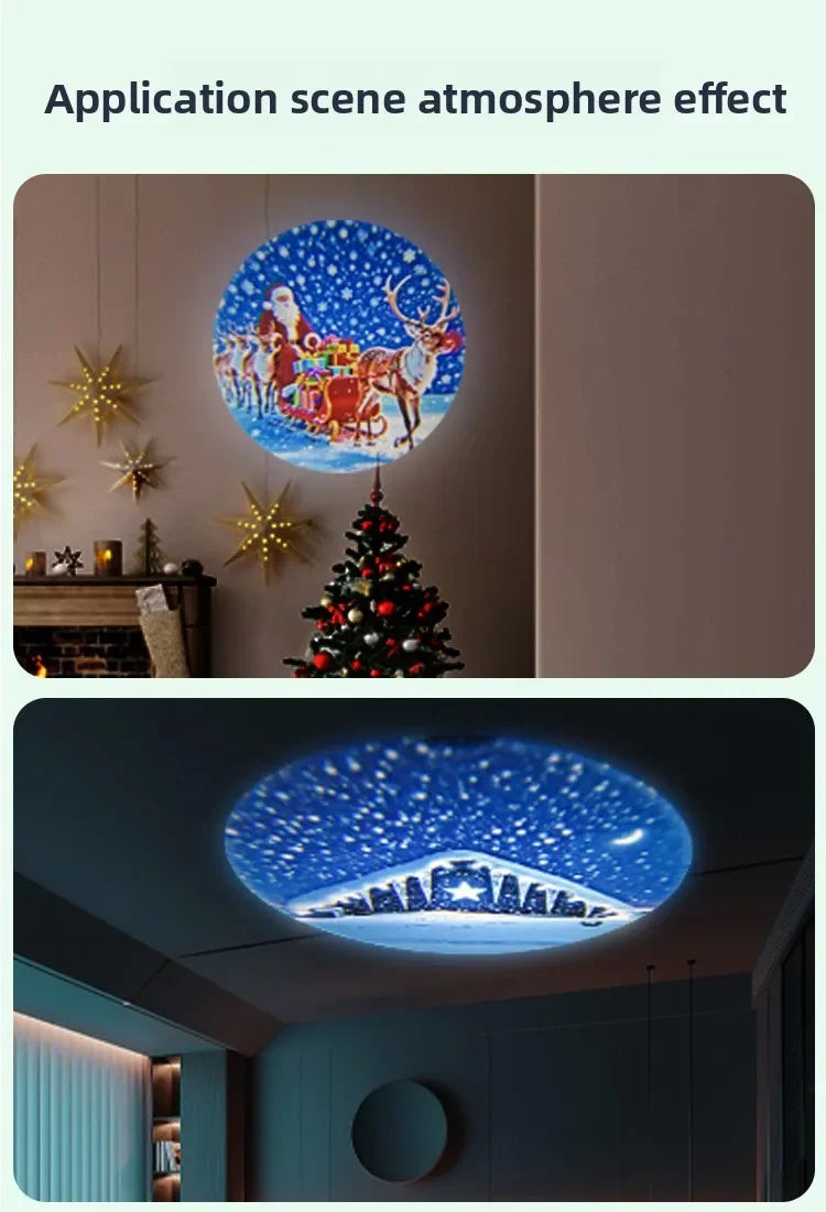 Projetor de Natal, Ornamento de Projeção de Padrão de Papai Noel e Neve Brilhante e Flexível para Decoração de Natal em Festas e Quartos