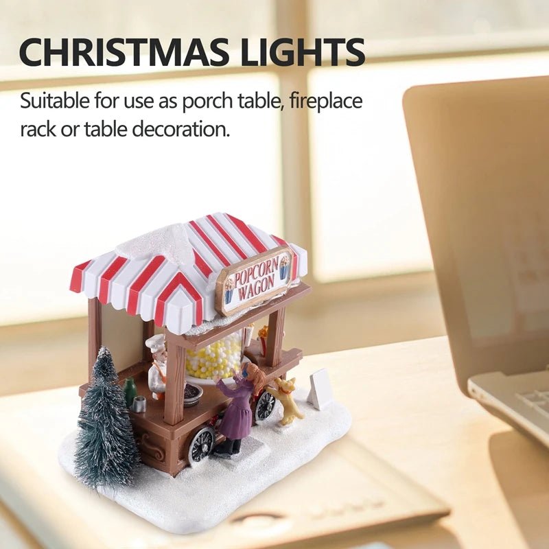 Chrimas casa iluminada com música decorativa LED casas de vila de Natal multicoloridas vila de férias de Natal com música C - Kasa & Pet