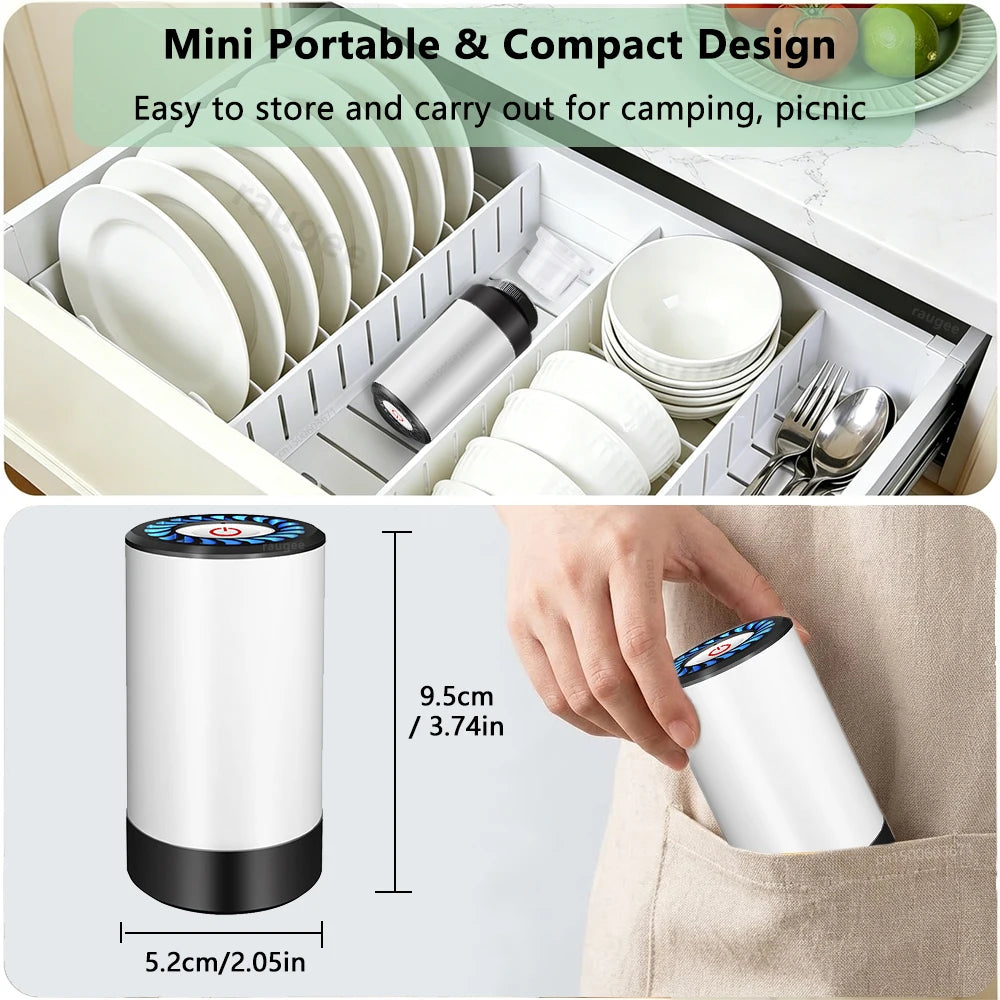 Máquina de Embalagem a Vácuo para Armazenamento de Alimentos, Bomba de Vácuo Portátil Mini Sem Fio Recarregável, Seladora de Sacos de Alimentos