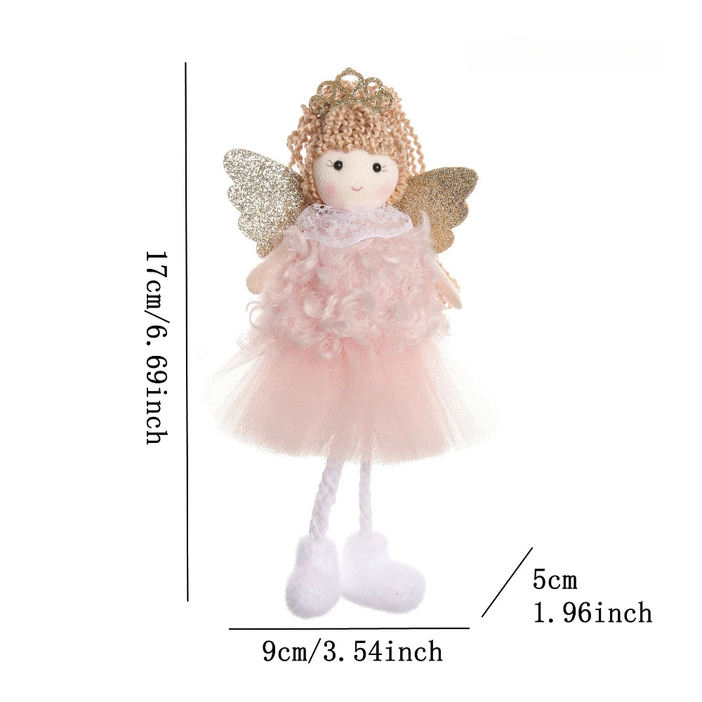 Natal Pendurado Malha Sequin Saia, Anjo Xmas Árvore Pingente Enfeites, Decoração de Casa, Noel, Presentes, 2022