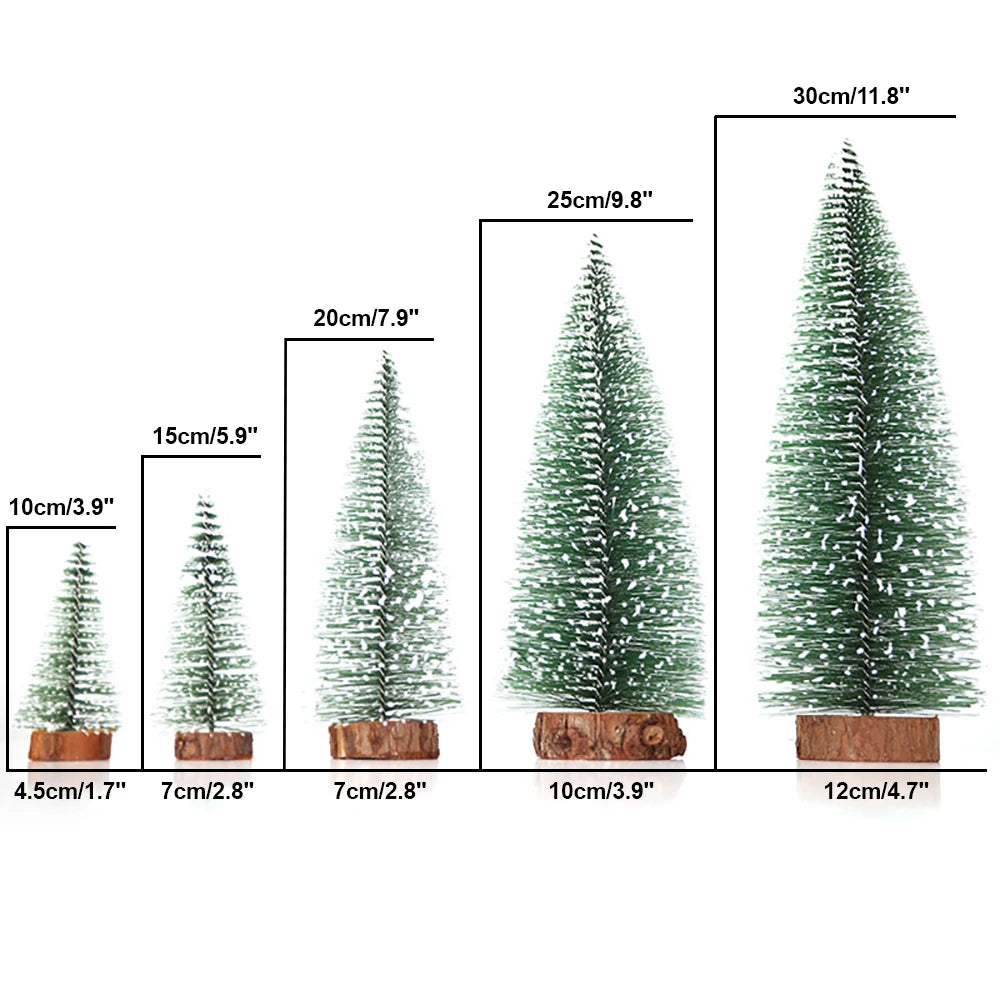 Decoração de natal artificial mini árvore ornamentos em miniatura cedro neve pinho decoração mesa escritório em casa 2024 presentes paisagem natal
