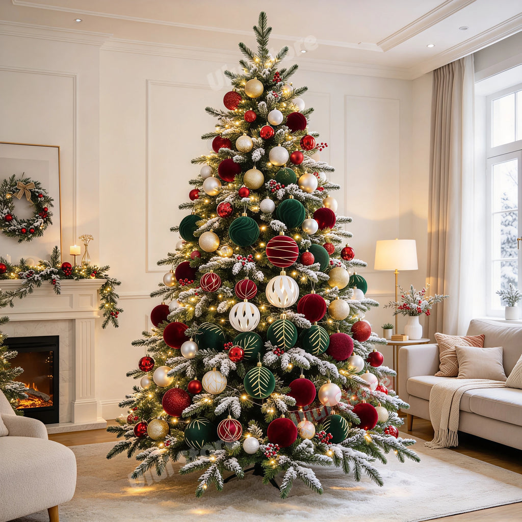 30 Bolas de Natal de Veludo, Enfeites de 6CM, Bolas de Natal Flocadas, Pingentes para Pendurar na Árvore de Natal, Decoração Festiva para Casa