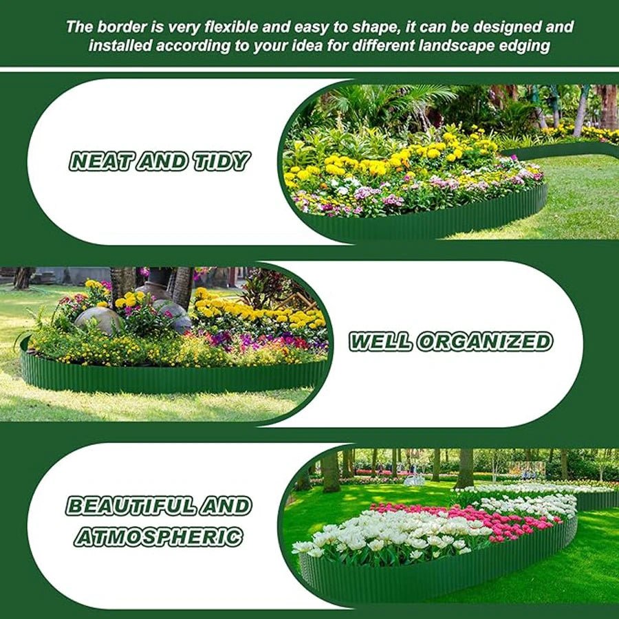 Borda de paisagem de plástico para gramado, borda ondulada para jardim, borda para gramado, faça você mesmo, canteiros de flores vegetais, decoração