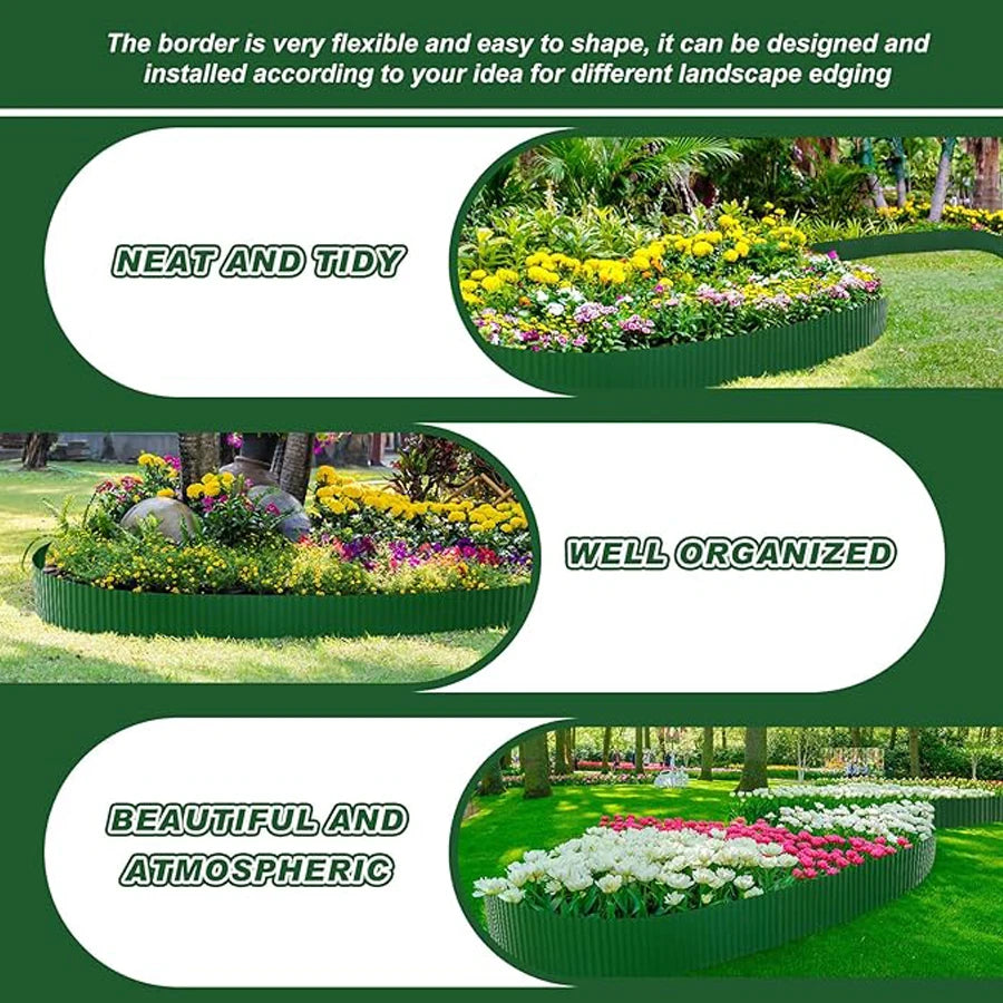 Borda de paisagem de plástico para gramado, borda ondulada para jardim, borda para gramado, faça você mesmo, canteiros de flores vegetais, decoração