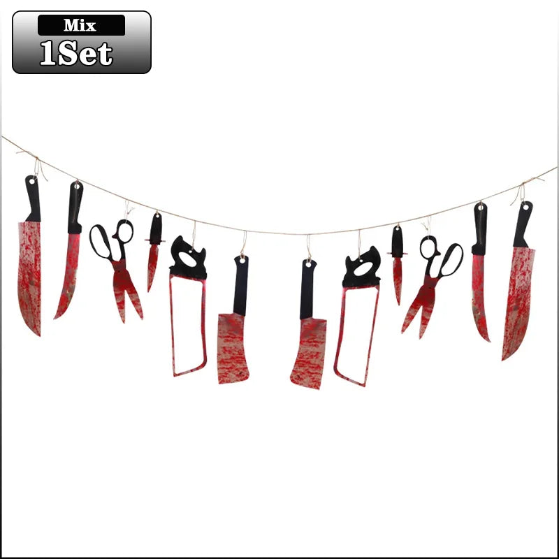 1-4 conjunto de banner sangrento de halloween, decoração suspensa de terror para casa assombrada, tema de filme, aniversário, carnaval, festa, presente de halloween