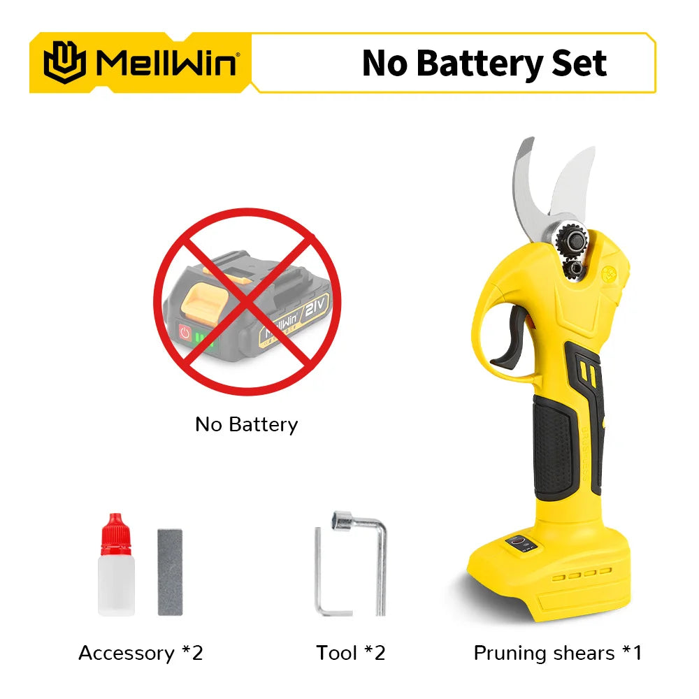 Mellwin 30mm tesouras de poda elétricas sem escova sem fio cortador de galhos de árvores frutíferas tesoura de jardim para makita 18v bateria pino