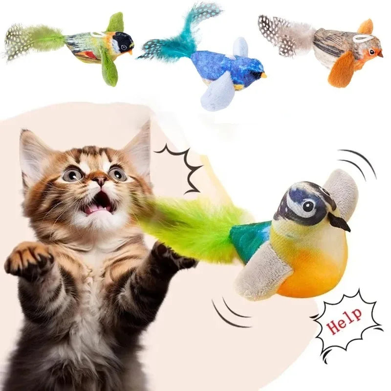 Brinquedo para Gato que Imita o Som de Pássaro para Divertir o Gato, Corda Elástica para Aliviar o Tédio e Resistir a Arranhões e Mordidas