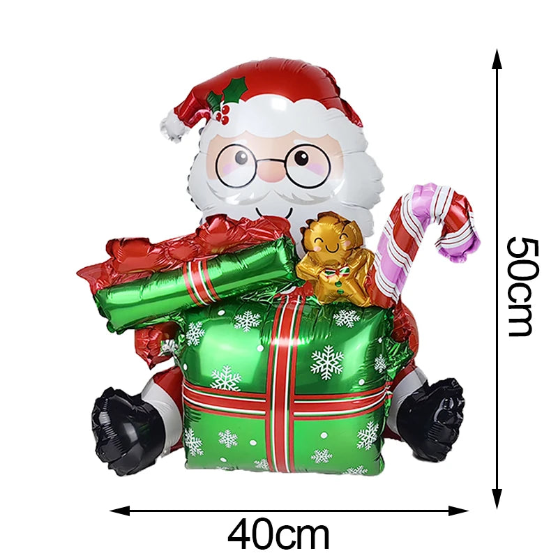 Balão Metalizado de Natal: Boneco de Neve, Rena, Árvore de Natal, Caixa de Presente, Bengala Doce, Luminária de Rua - Decoração de Festa de Inverno e Natal