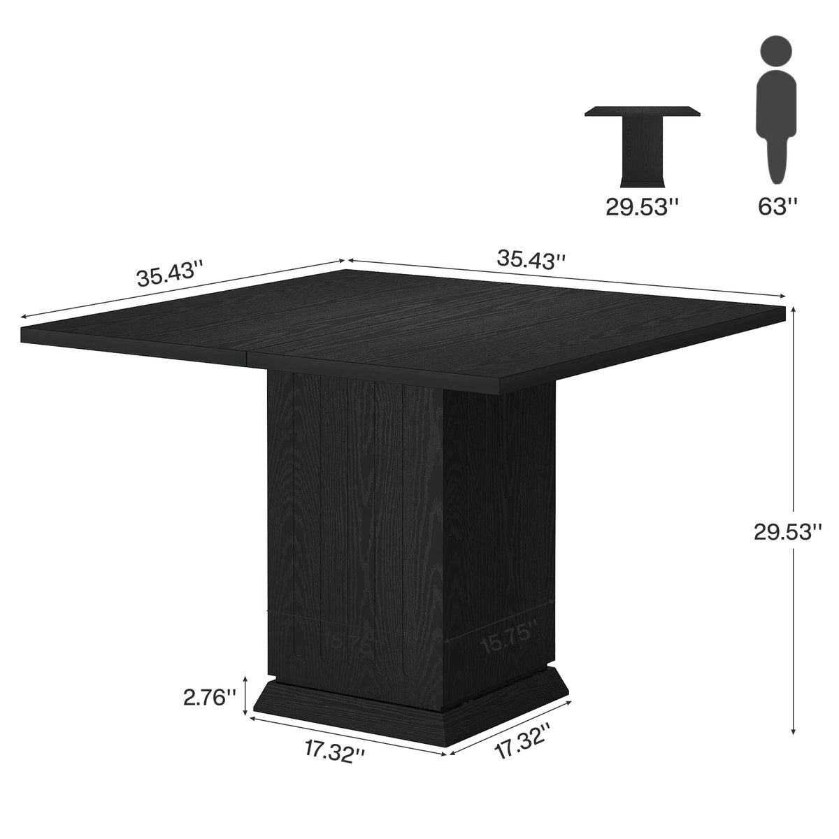 Mesa de jantar quadrada Tribesigns com 2 jogos americanos, mesa de jantar pequena de madeira projetada moderna para 4 pessoas