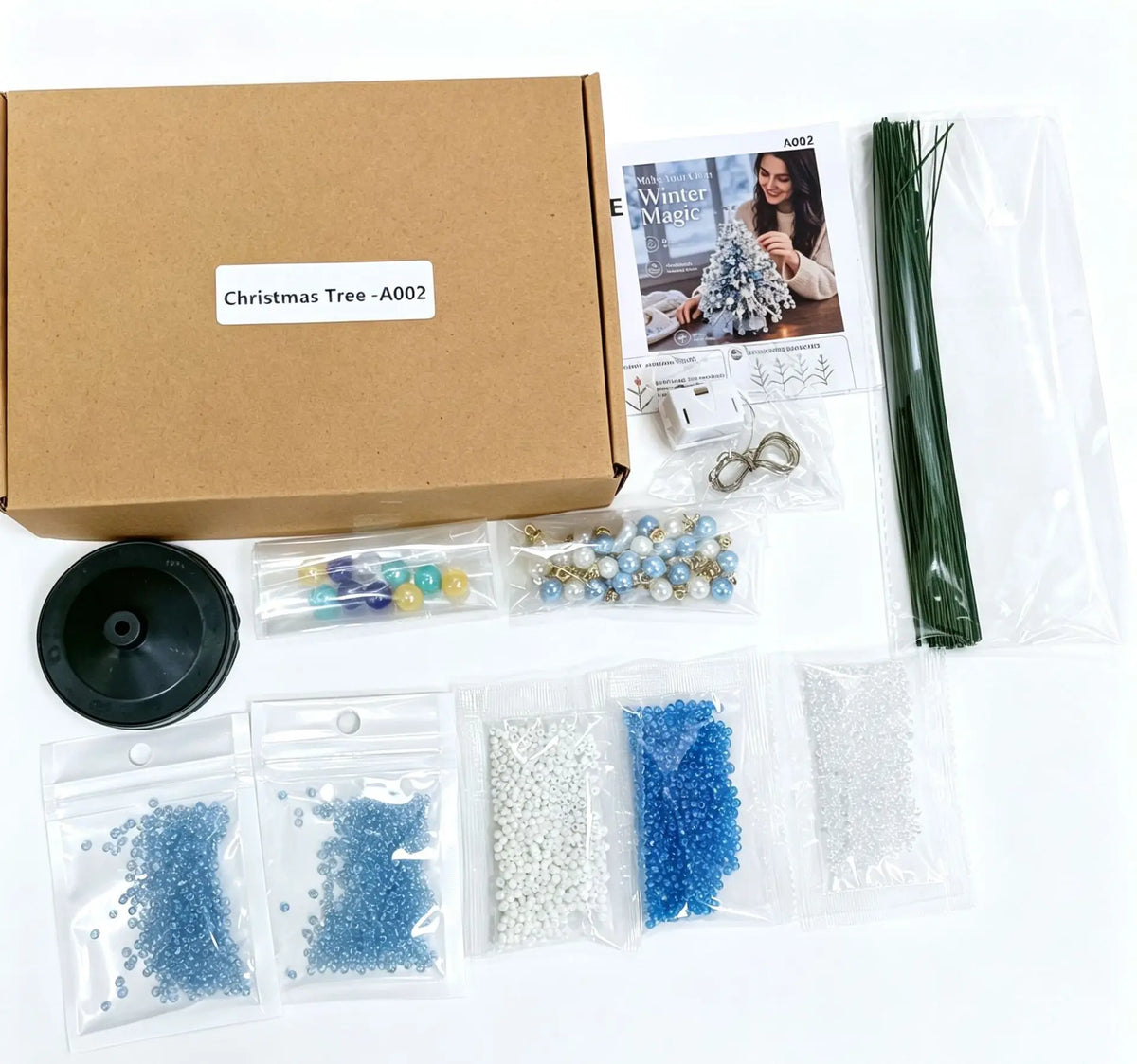 Conjunto de árvore de Natal com contas para montar – contas de cristal feitas à mão, com luzes LED, para decoração natalina em casa, ideal para adultos e crianças, e como presente.