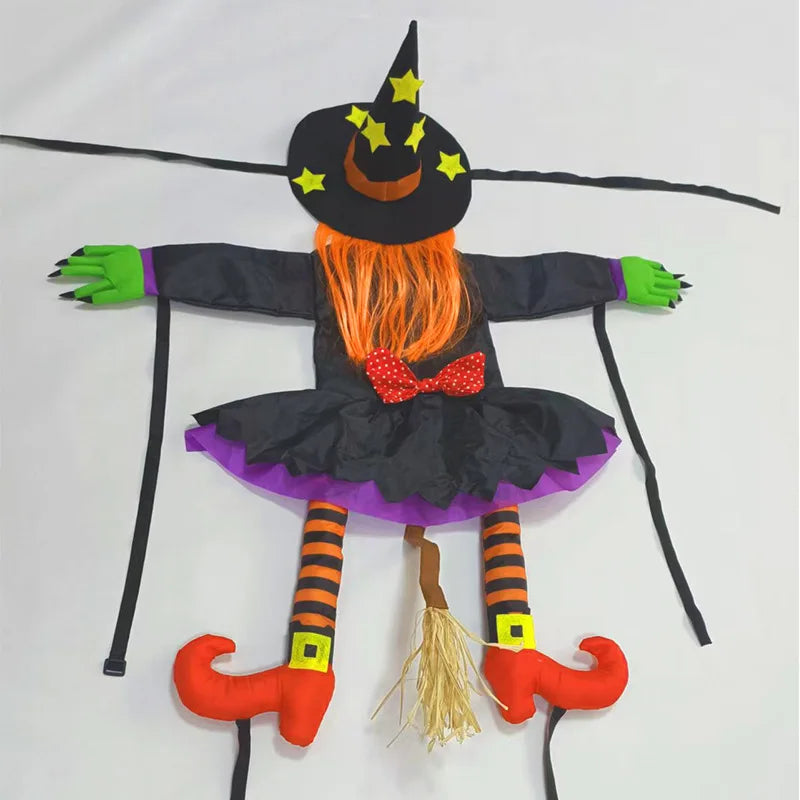 Decoração de Boneca de Bruxa de Halloween Colidindo com a Árvore, Engraçada para Jardim e Quintal, Suprimentos para Decoração de Cena de Festa de Halloween