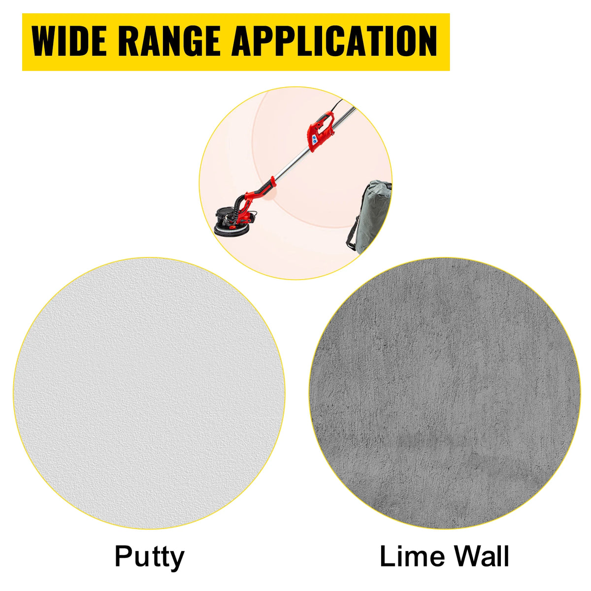 SucceBuy 850W Lixadeira para drywall Velocidade variável 800-1750 RPM Lixadeira elétrica para drywall Lixadeira dobrável com alça de telescópio