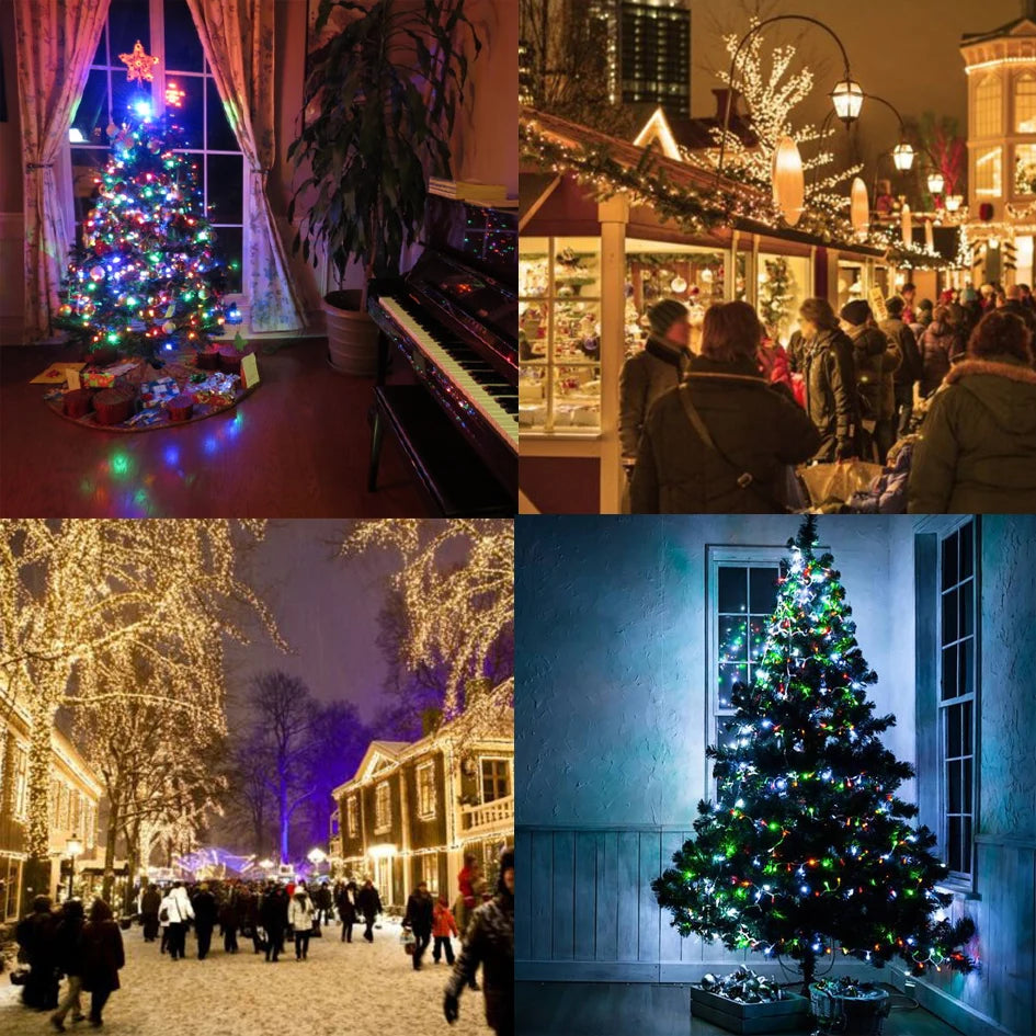 Luzes de natal 5m 10m 20m 30m 50m 100m led string luz de fadas 8 modos luzes de natal para pátio festa de casamento luzes do feriado