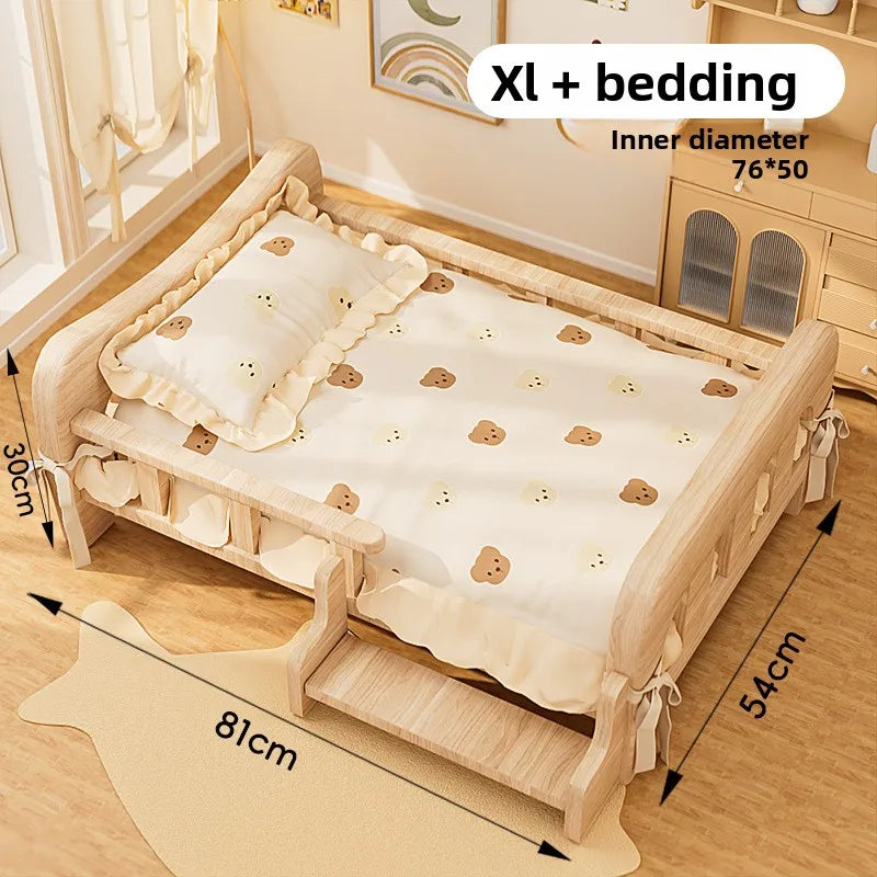 Cama para animais de estimação, cama para cães de madeira maciça, cama para gatos para todas as estações, sofá para dormir para animais de estimação, cama para gatos e cama para cães, prateleira para gatos, condomí