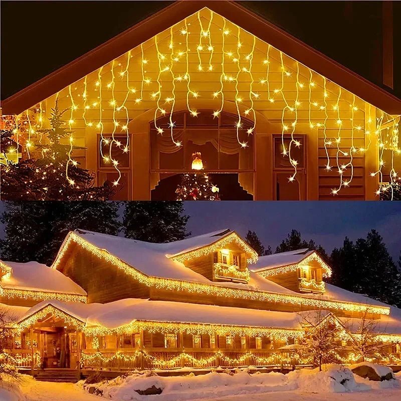 Guirlanda de natal led cortina luzes de sincelo festão luz led droop cachoeira luzes da corda ao ar livre jardim rua beirais decoração
