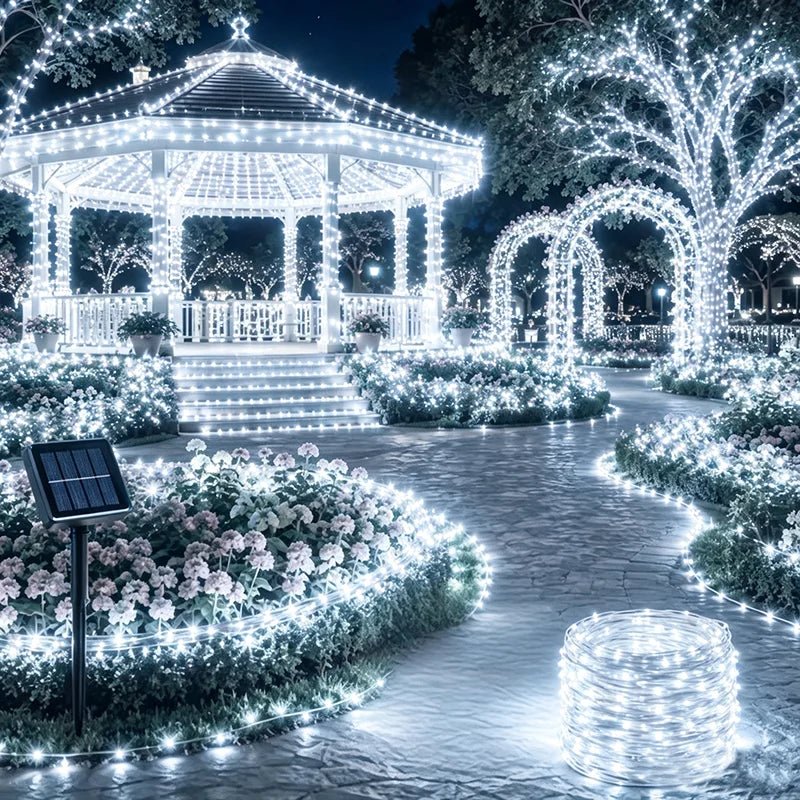 Luzes de Natal à Prova d'Água com 8 Modos, Luzes de Fada em Cordão, LED Alimentado por Energia Solar para Decoração de Árvore, Pátio, Quintal e Jardim Externo - Kasa & Pet