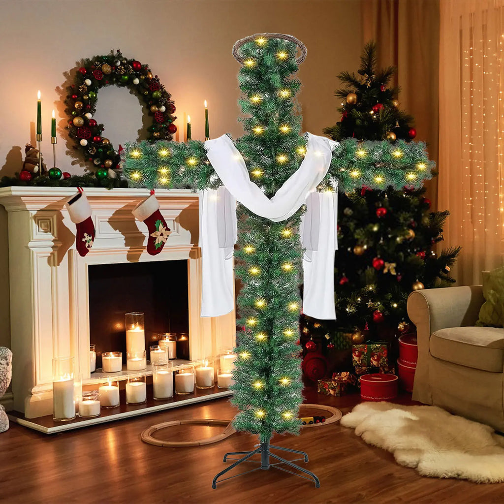 Decoração de interiores de Natal, árvore de Natal, cruz, árvore de Páscoa