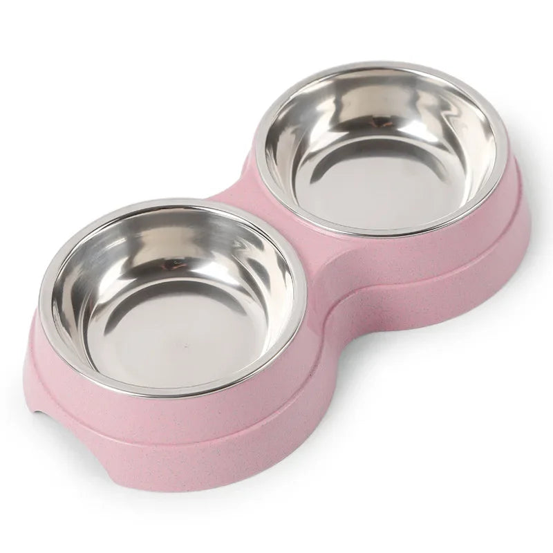 Tigelas duplas para animais de estimação, alimentador de água para comida de cachorro, aço inoxidável, prato para beber, gato, filhote de cachorro, suprimentos de alimentação, acessórios para cães pequenos