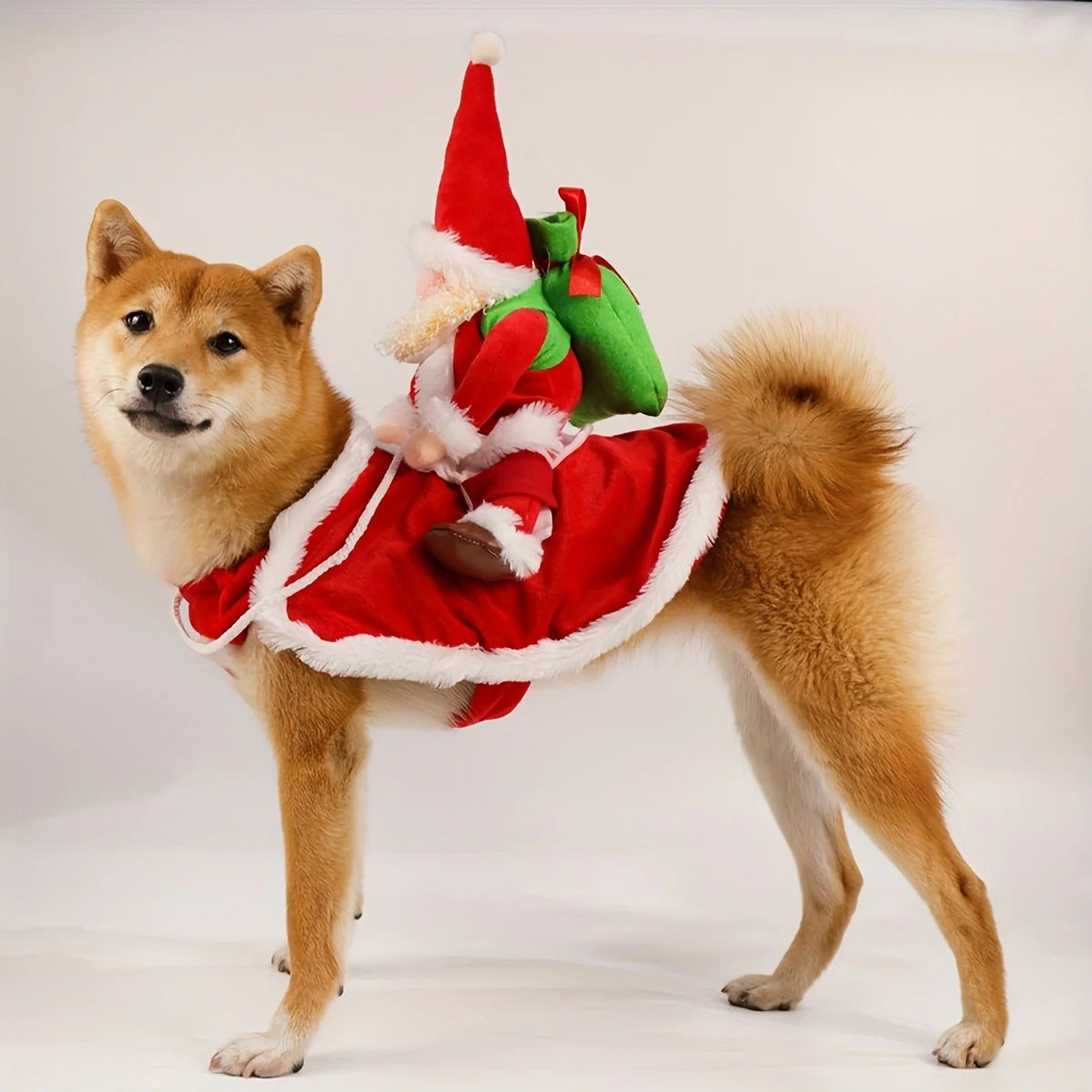 Nova Capa de Natal para Pets: Fantasia Engraçada de Papai Noel Montado para Cães e Gatos