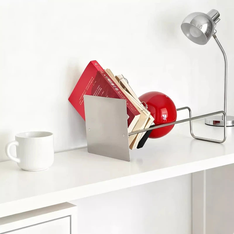 Gravity Ball Book Stand Creative Desktop Book Holder Mid Century Bauhaus Magazine Organizer Chic Office Newspaper Rack