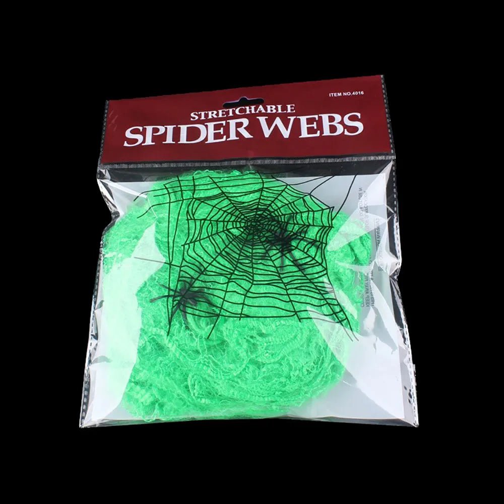 Decoração de Halloween Teia de Aranha, Teia de Aranha Artificial, Teia Elástica com Aranha, Decoração Gótica de Casa Assombrada - Kasa & Pet