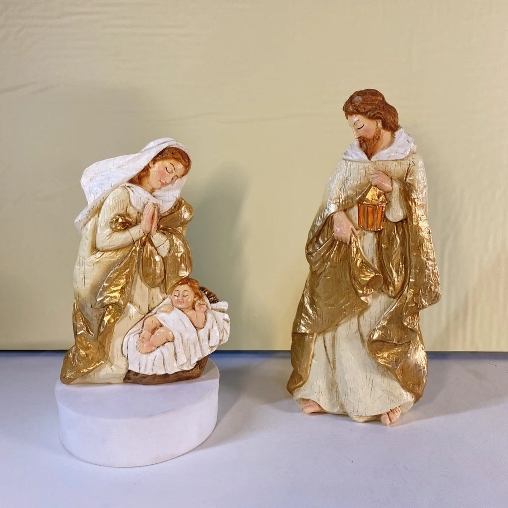 Conjunto de Figuras de Presépio, Cena da Sagrada Manjedoura, Decoração de Natal, Estátua do Nascimento de Jesus, Ornamentos Católicos Cristãos