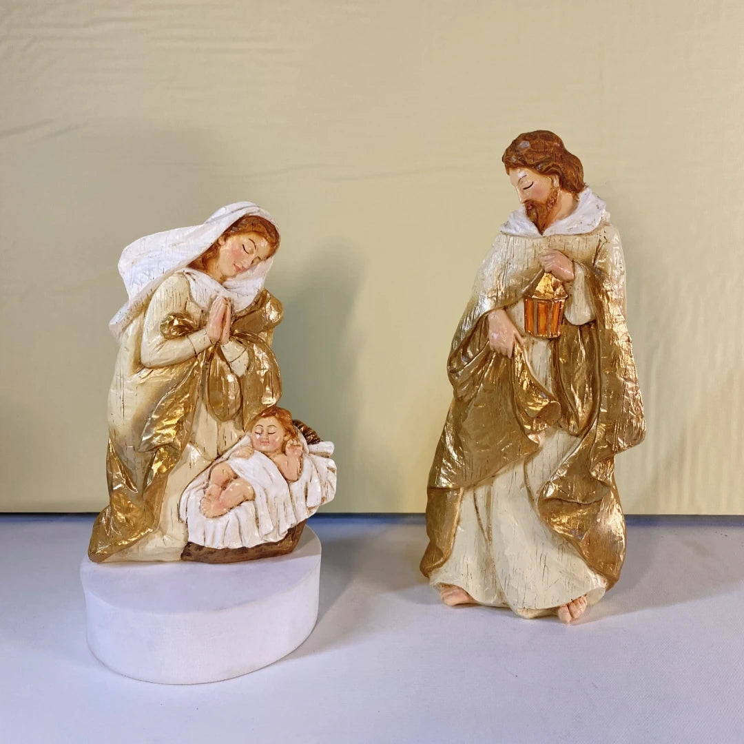 Conjunto de Figuras de Presépio, Cena da Sagrada Manjedoura, Decoração de Natal, Estátua do Nascimento de Jesus, Ornamentos Católicos Cristãos