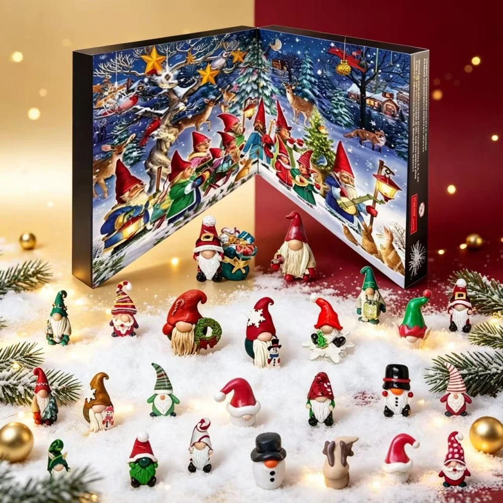 Calendário do Advento de Contagem Regressiva para o Natal de 24 Dias, Conjunto de 24 Peças de Ornamentos em Resina, Decorações de Mesa de Natal para Festas de Fim de Ano
