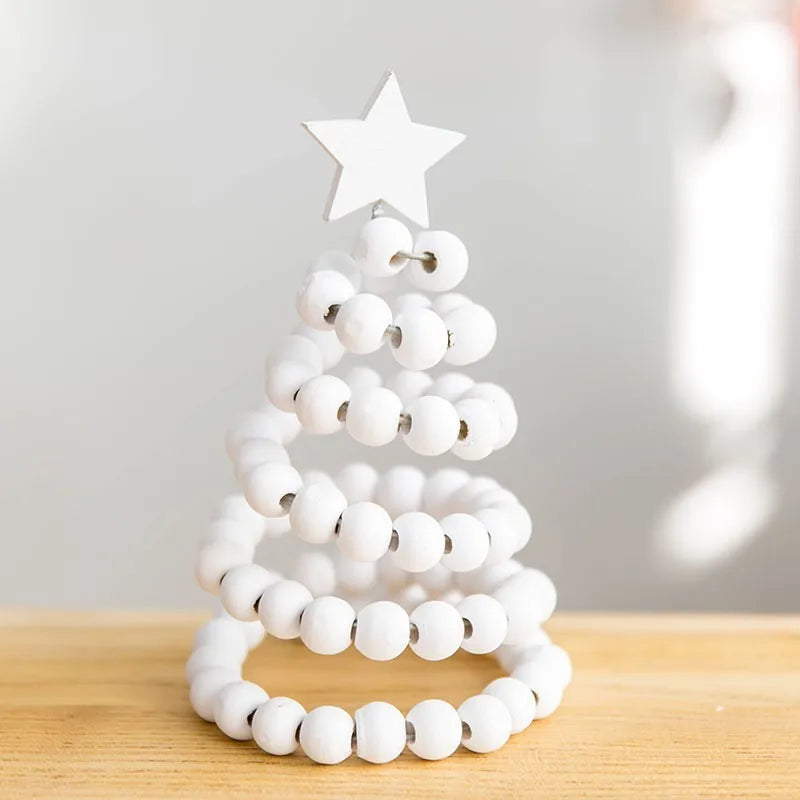 Enfeites de Natal Criativos de Alta Qualidade Nórdicos com Contas de Madeira para Árvore de Natal, Ornamento de Mesa, Árvore de Natal Artificial