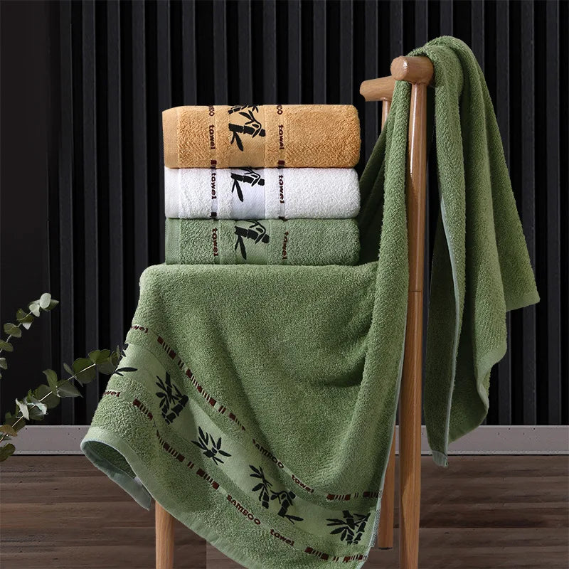 140x70cm toalhas de bambu do banheiro de grandes dimensões bordado toalha de banho capa personalizado esporte presente toalhas para casa marrom creme verde