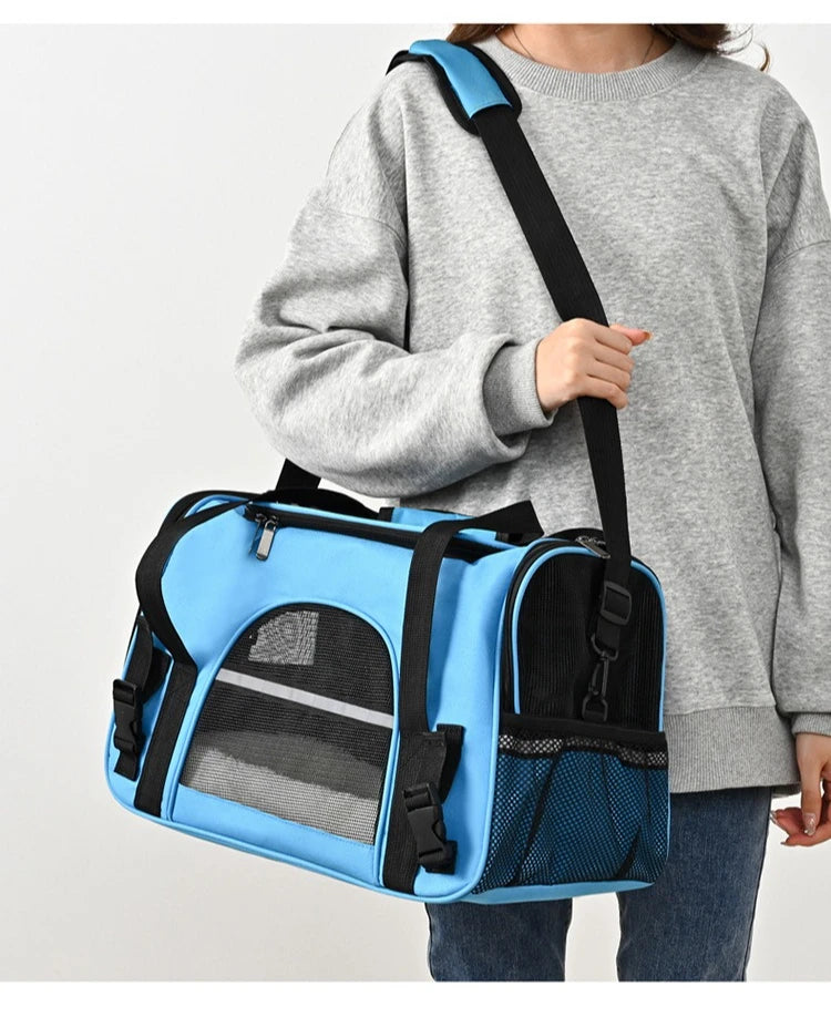Portadores de animais de estimação mochila portátil respirável dobrável bolsa de ombro gato cão portador sacos de viagem de saída animais de estimação bolsa de transporte.