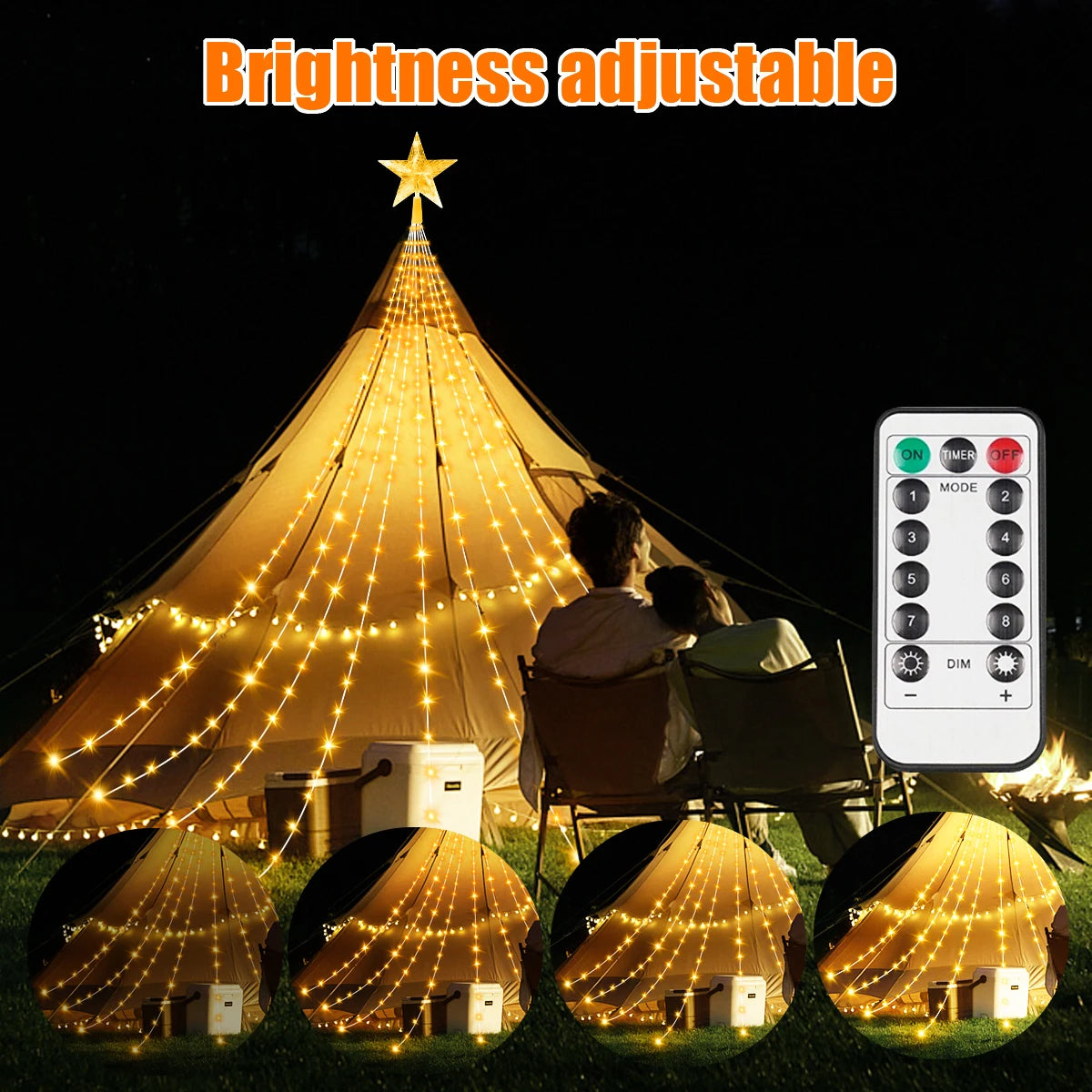 Luzes de Natal 203LED/282LED com 8 Modos, Luzes de Fada à Prova d'Água USB para Decorações de Interiores, Exteriores, Jardins, Casamentos e Festas