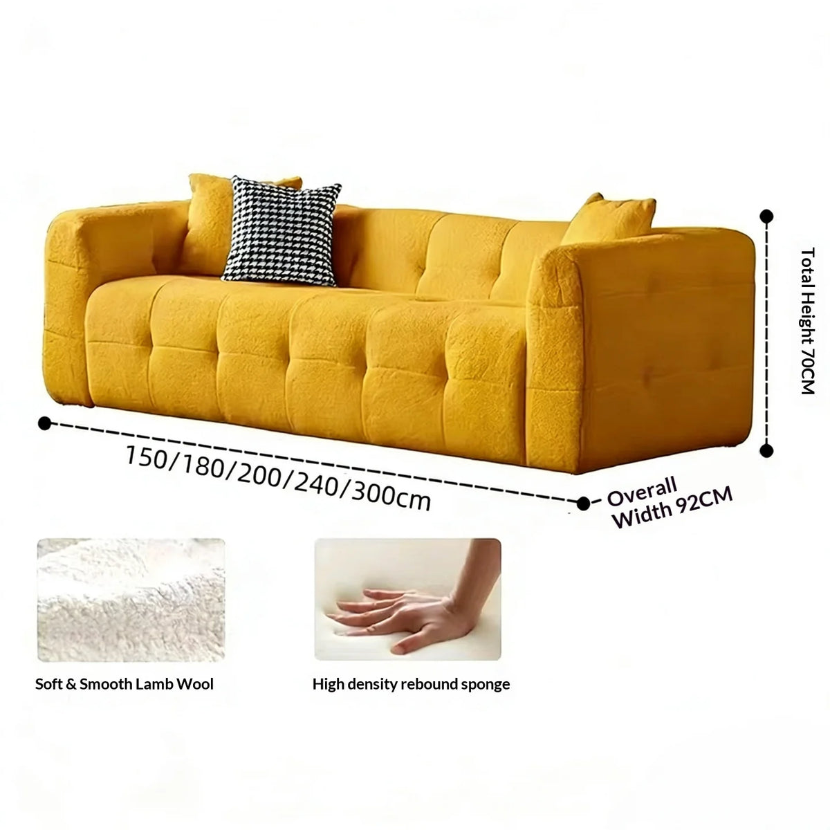 Any Size Custom Compressed Fabric Sofa Hand Tufted Design Integrated Sponge Roll Pack Shipping Multiple Color Living Room Bedroo