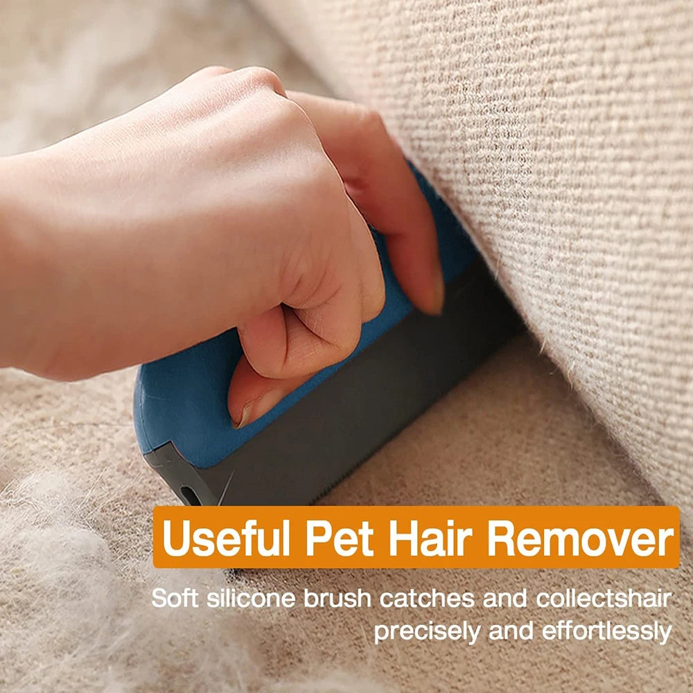Escova removedora de pelos de animais de estimação, portátil, silicone, dupla face, escova de cabelo de animais de estimação, limpador de lã, ferramenta de escova de limpeza, produtos para animais de estimação