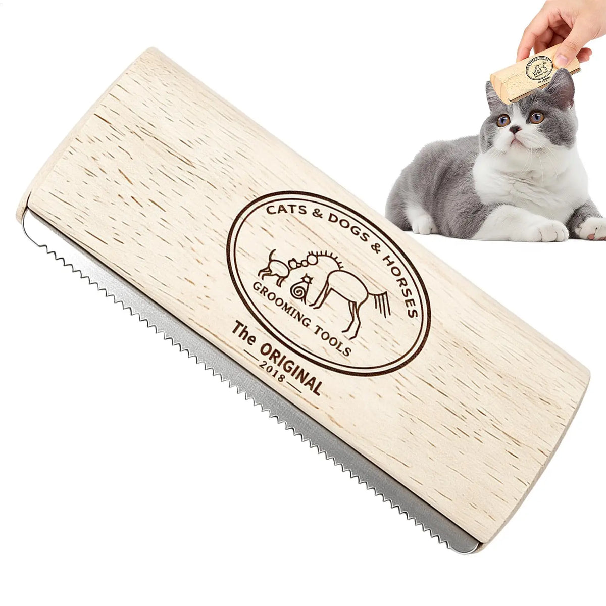 Escova para Remoção de Pelos de Animais de Estimação, Escova de Desembaraço e Tosa com Dentes de Metal e Cabo de Madeira, Produtos de Beleza para Gatos, Escova para Remoção de Pelos de Cavalos, Escova para Cães