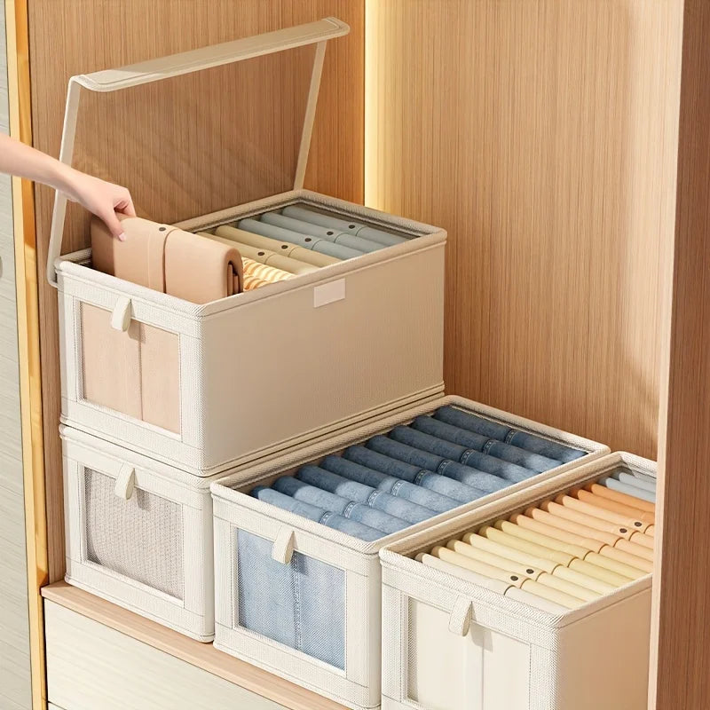 Organizadores de armazenamento de guarda-roupa visível armário gaveta caixa de armazenamento de roupas para camisetas jeans roupa interior calças organizador caixa