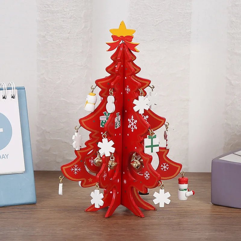 Árvore de Natal artesanal para crianças, DIY, madeira estéreo, layout de cena, decorações, ornamentos, pingente - Kasa & Pet