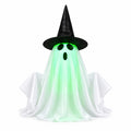 Decoração de Halloween Fantasma Iluminado com Chapéu de Bruxa, Rosto Verde Brilhante com Efeito Sonoro Assustador, Enfeite de Mesa para Festa de Casa Assombrada
