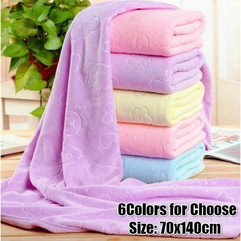 Toalha de banho gravada Microfiber, acessório absorvente espesso, macio, suprimentos domésticos, 70*140