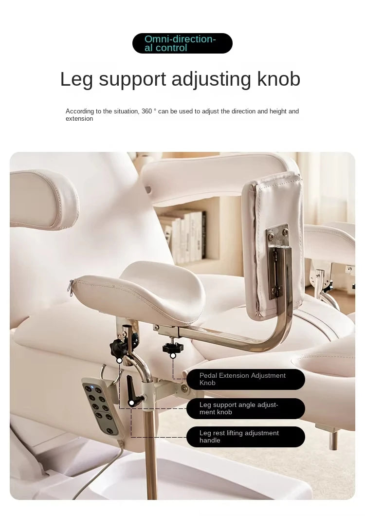 Mesa de Exame Ginecológico Elétrica Hidráulica com Altura Ajustável, Estrutura Estável, Cama de Exame Médico em Couro PU de Alta Qualidade