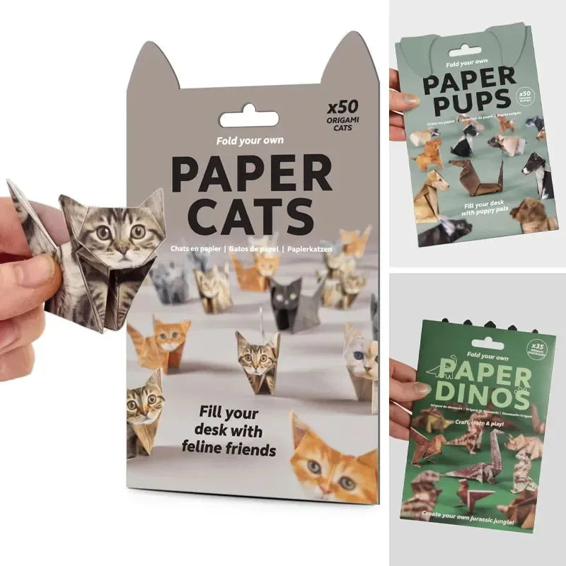 Papel de Origami Criativo para Gatos e Cães, Papel Dobrável DIY, Papel de Seda Artesanal, Conjunto de Artesanato Divertido para Animais de Estimação