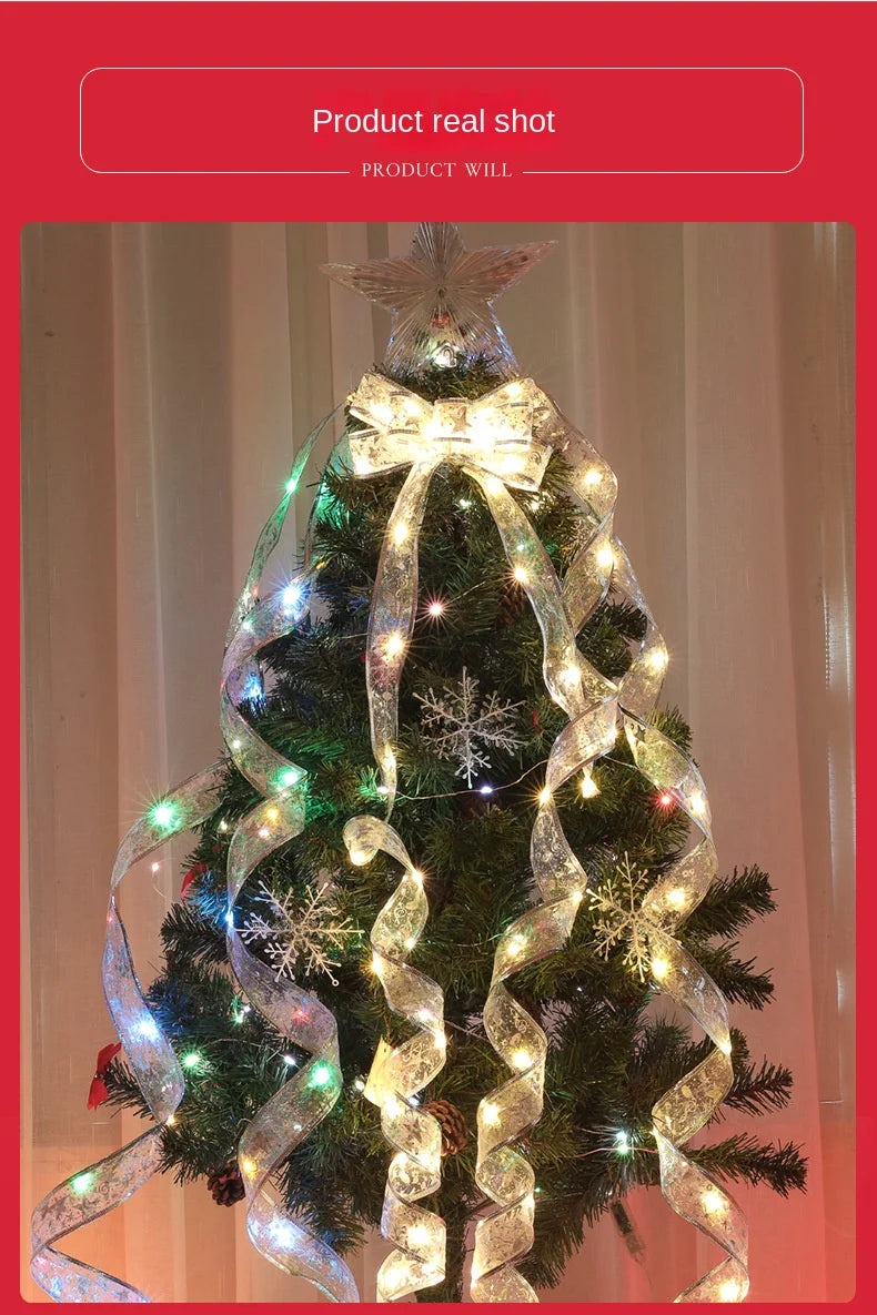 Decoração de natal fita luzes de fadas ornamento da árvore de natal luzes da corda de natal navida natal decoração de ano novo 2025