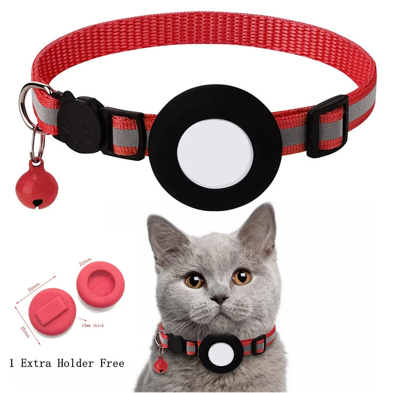Coleira para Gato Airtag, Fivela de Segurança Refletiva com Sino, Coleira GPS Ajustável Anti-Perda para Gatinhos e Filhotes